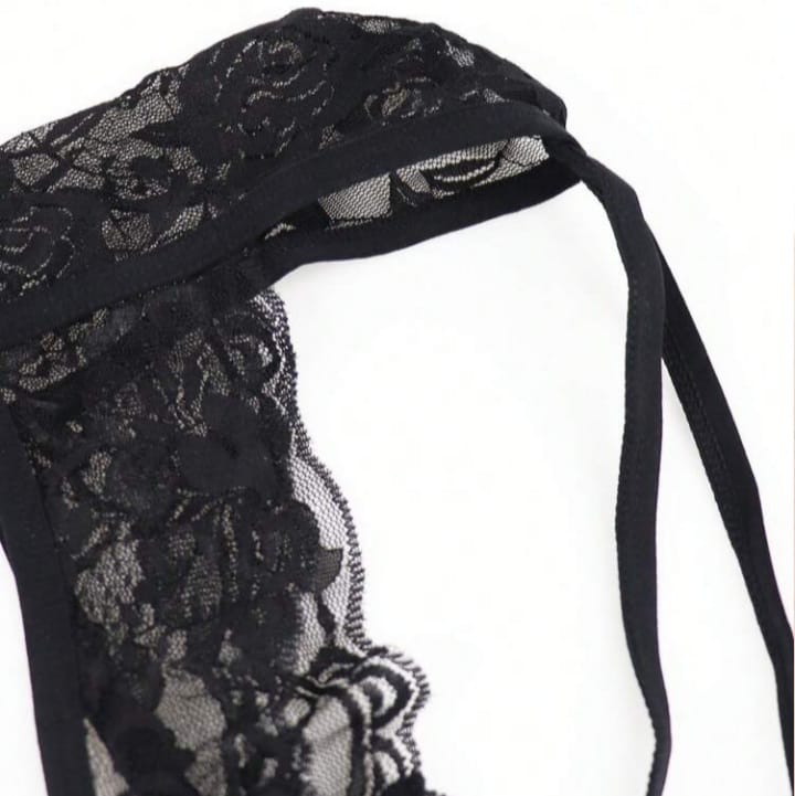 FANDY Men's Fashionable Alluring Rose Lace Crotchless Backless Sexy Underwear